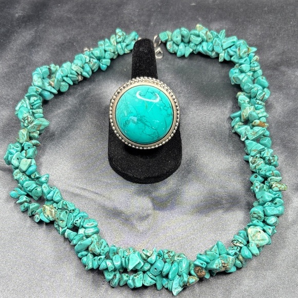 Chico's Jewelry - Chico's Turquoise Stone Necklace and Ring Set